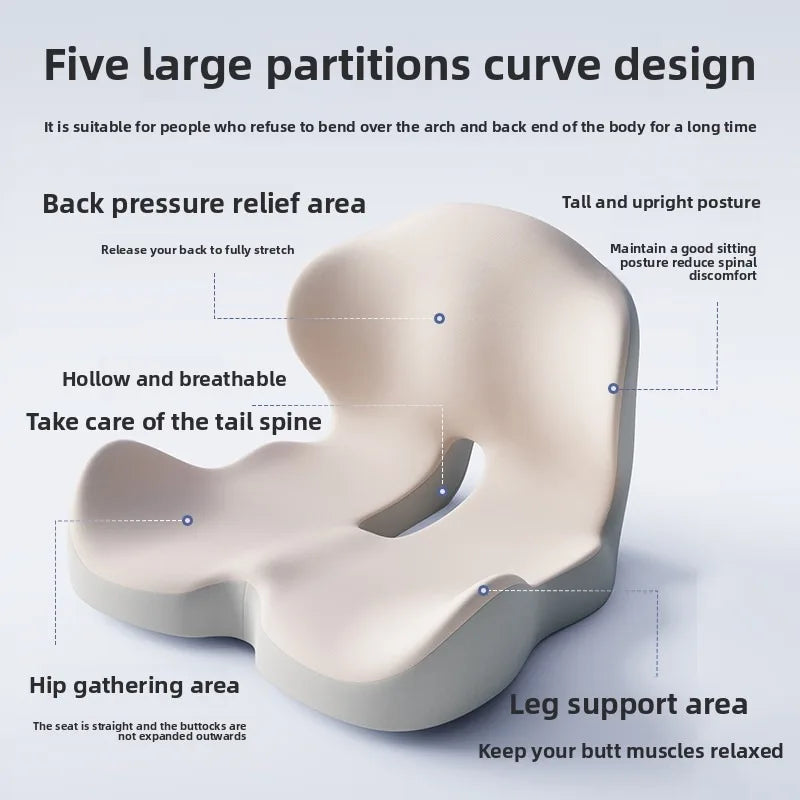 Cojín de espuma viscoelástica de una pieza para oficina, embellecedor de caderas, alivia la columna y con soporte lumbar.