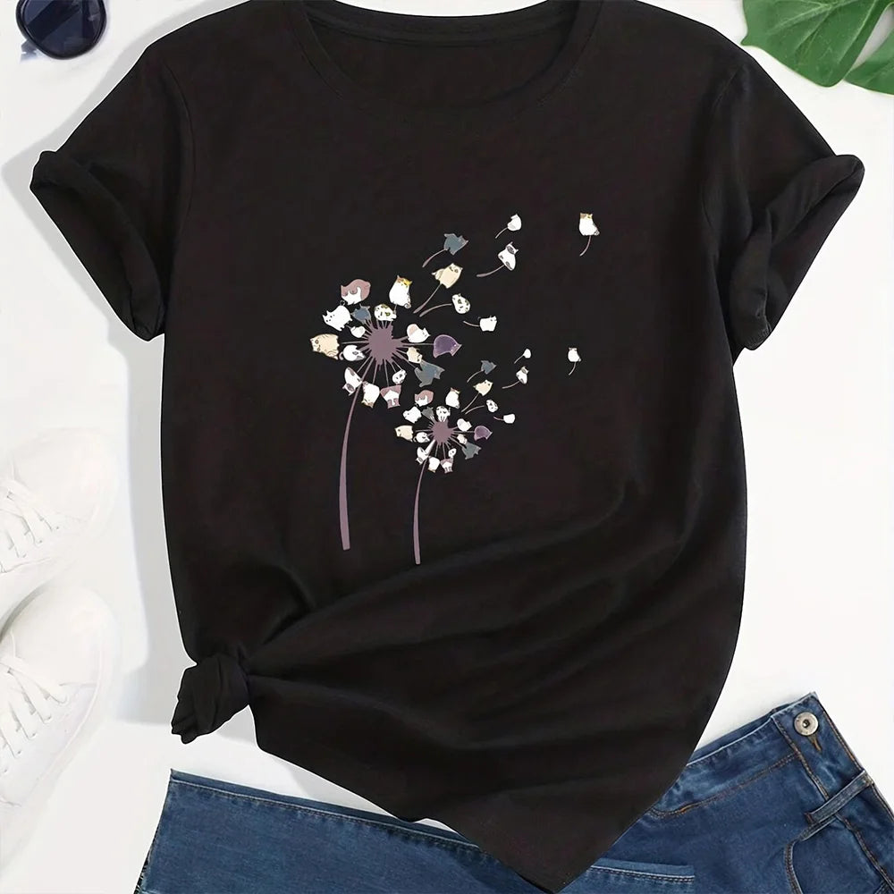 Camiseta floral con bloques de color – Estilo informal y veraniego