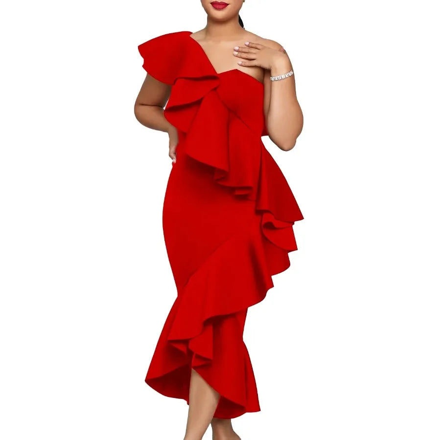 Vestidos de noche de fiesta africanos de poliéster para mujer, elegantes vestidos largos maxi de manga corta africana para verano, ropa africana