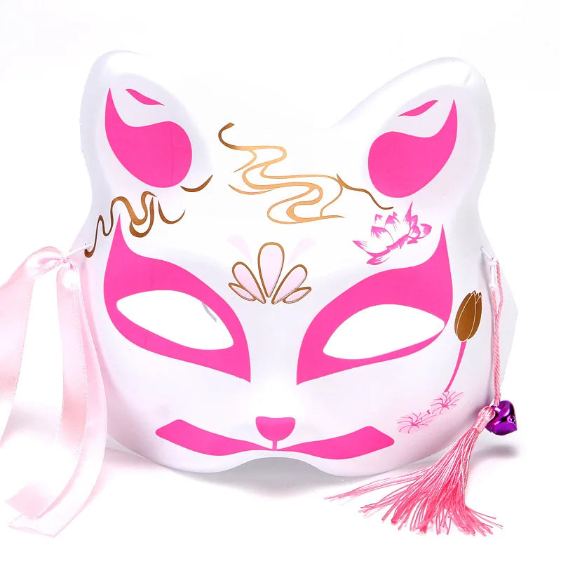 Máscara de conejo de estilo japonés, máscaras de media cara, zorros, conejo, accesorios de cosplay, máscaras de fiesta de disfraces de Halloween, máscara de anime para mujeres y hombres