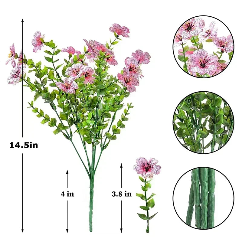 Flores artificiales para exterior, resistentes a los rayos UV, plantas sintéticas para jardín, bodas, hogar, cocina, decoración de granja, plantas artificiales