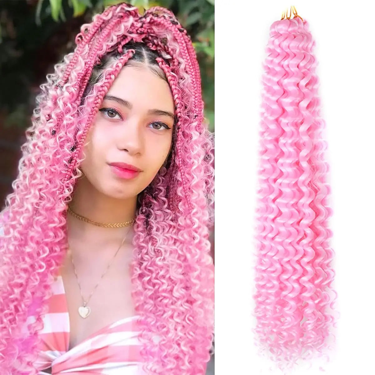 Syntetisk 22 tommers dyp bølget vri heklet hår syntetisk afro krøllete hår heklet fletter ombre brun flettehår extensions