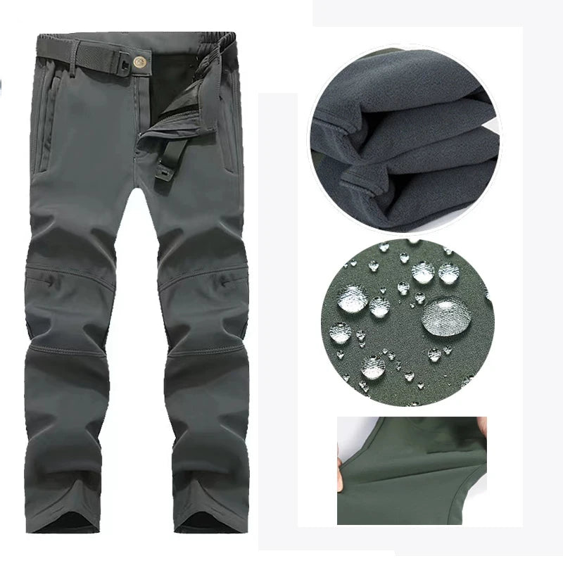 Chaquetas impermeables de lana SoftShell para hombre, otoño e invierno, con capucha, para pesca, senderismo, camping, escalada, esquí, pantalones