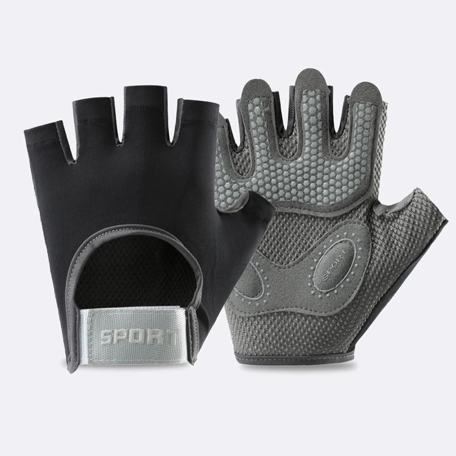 Guantes deportivos y de fitness, unisex, de medio dedo, transpirables, para entrenamiento con pesas rusas, correas de bicicleta, protectores de muñeca, mancuernas de hierro