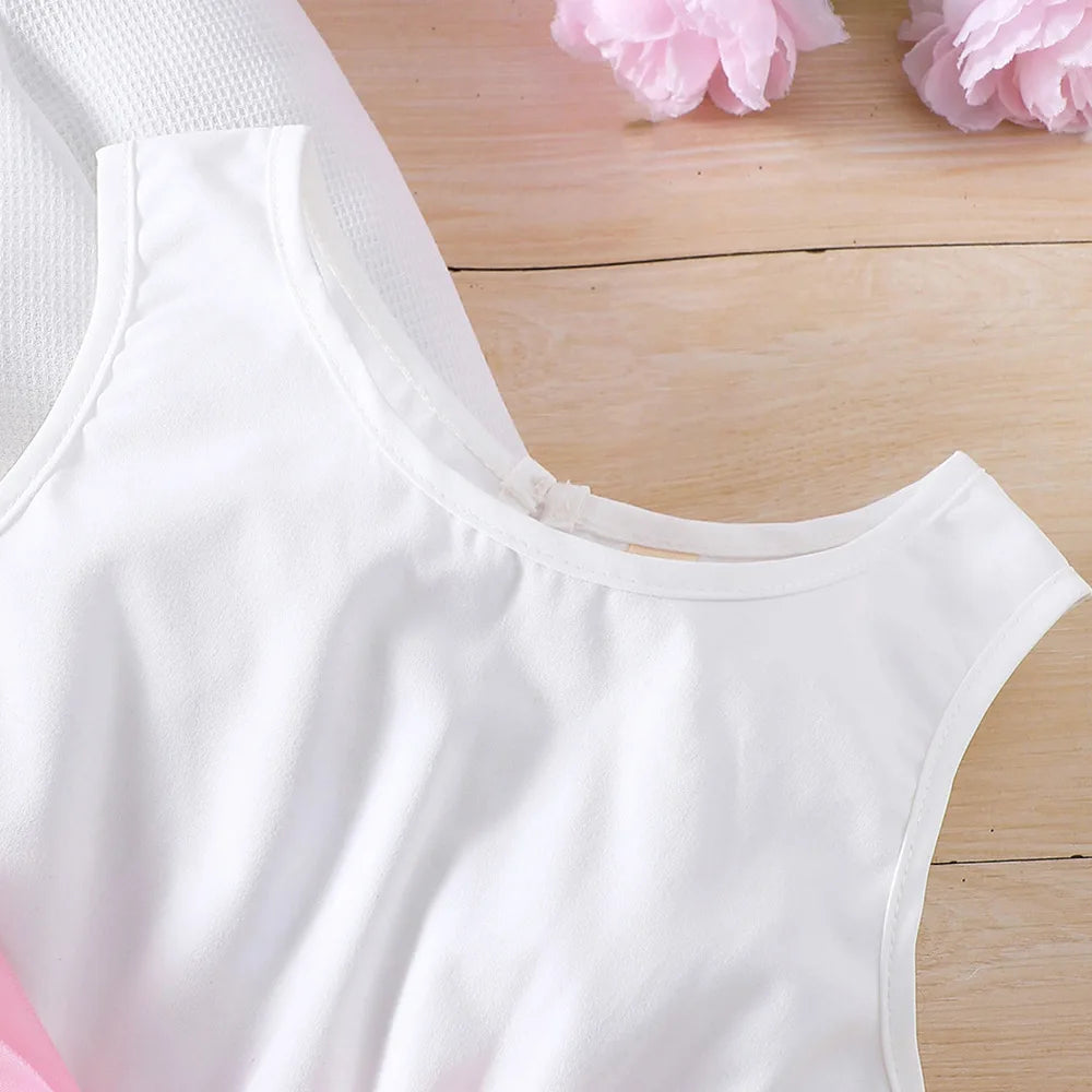 Conjuntos de ropa casual para niños y niñas primavera verano, abrigo de manga larga con estampado floral, vestido sin mangas para niños de 2 3 4 5 6 7