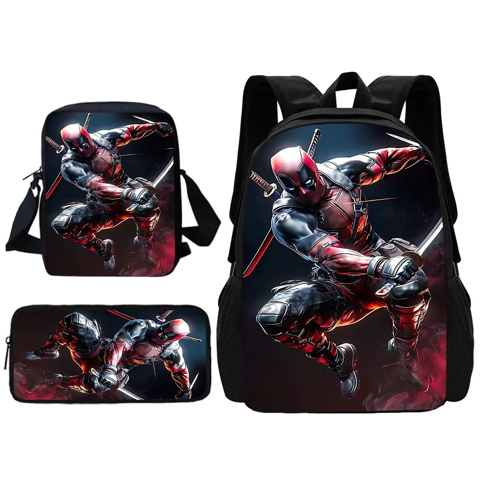Deadpool Child School Backpack With Shoulder Bag Pencil Bags School Bags for Boys Girls Best Gift