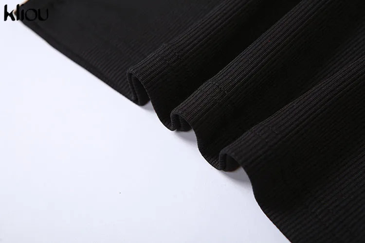 Kliou Elegante Vestido Largo de Oficina para Mujer Color Liso Cuello Vuelto Manga Corta Botones Abertura Lateral Moldeador de Cuerpo Estilo Urbano