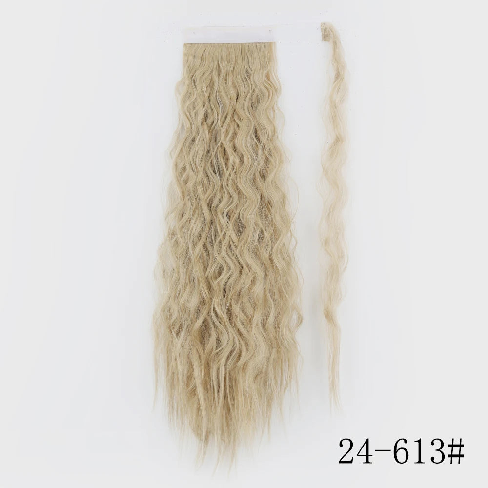 LISI GIRL Synthetic 22/34 Inches Wrap Ponytail Long Afro Curly Hair Extensions Hairpieces Pony Tail Fake Hair Heat Resistant