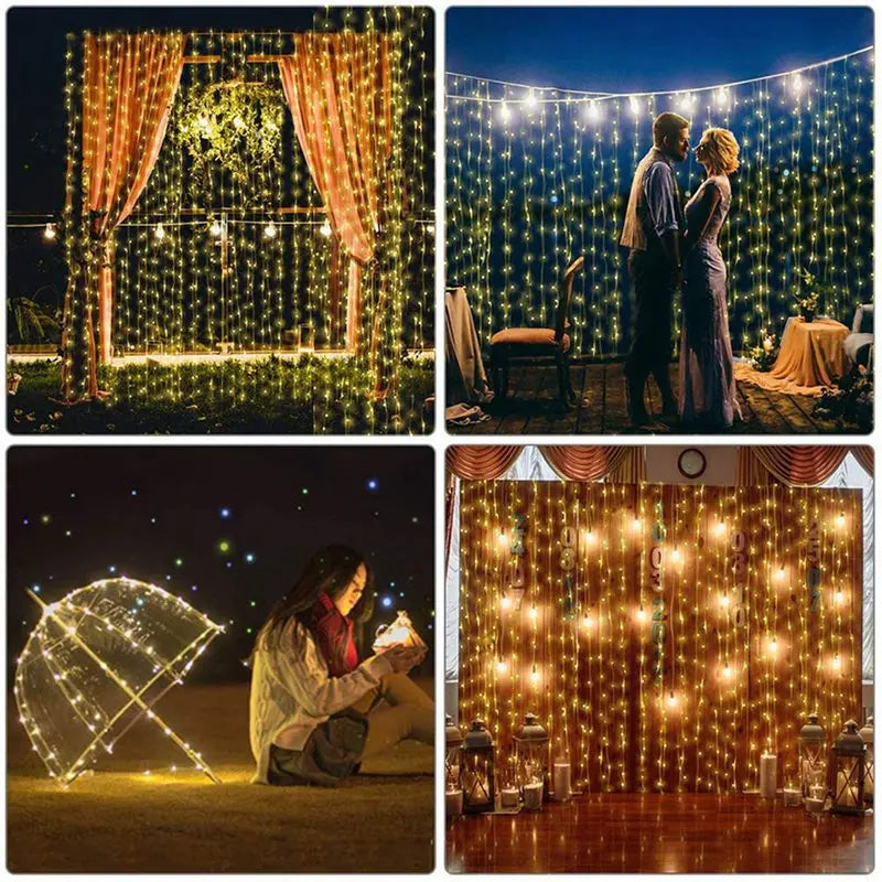 Cortina de luces navideñas, guirnalda, adornos de Feliz Navidad para el hogar, adornos navideños, regalos de Navidad, decoración de Año Nuevo
