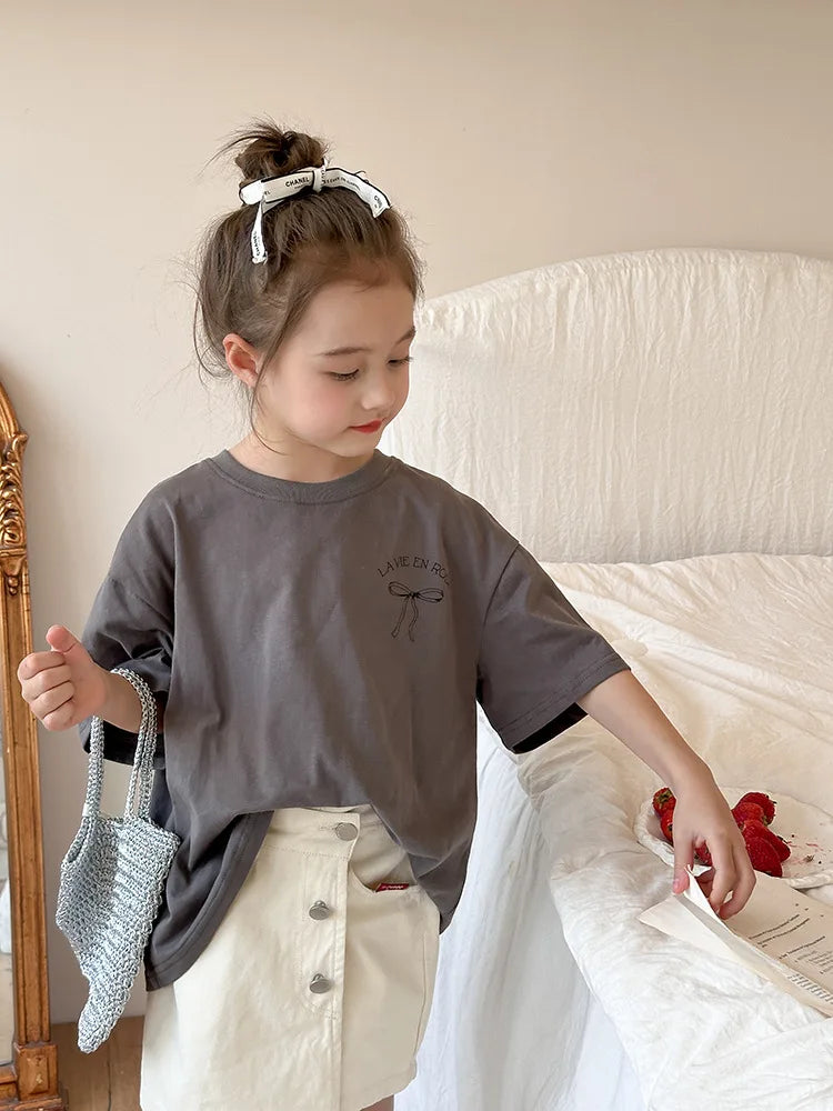 Ropa Infantil Niña Niños Camiseta de Manga Corta Ropa de Niña Verano Tops Ropa de Niños Ropa de Niño Ropa De Niña Ropa De Niño