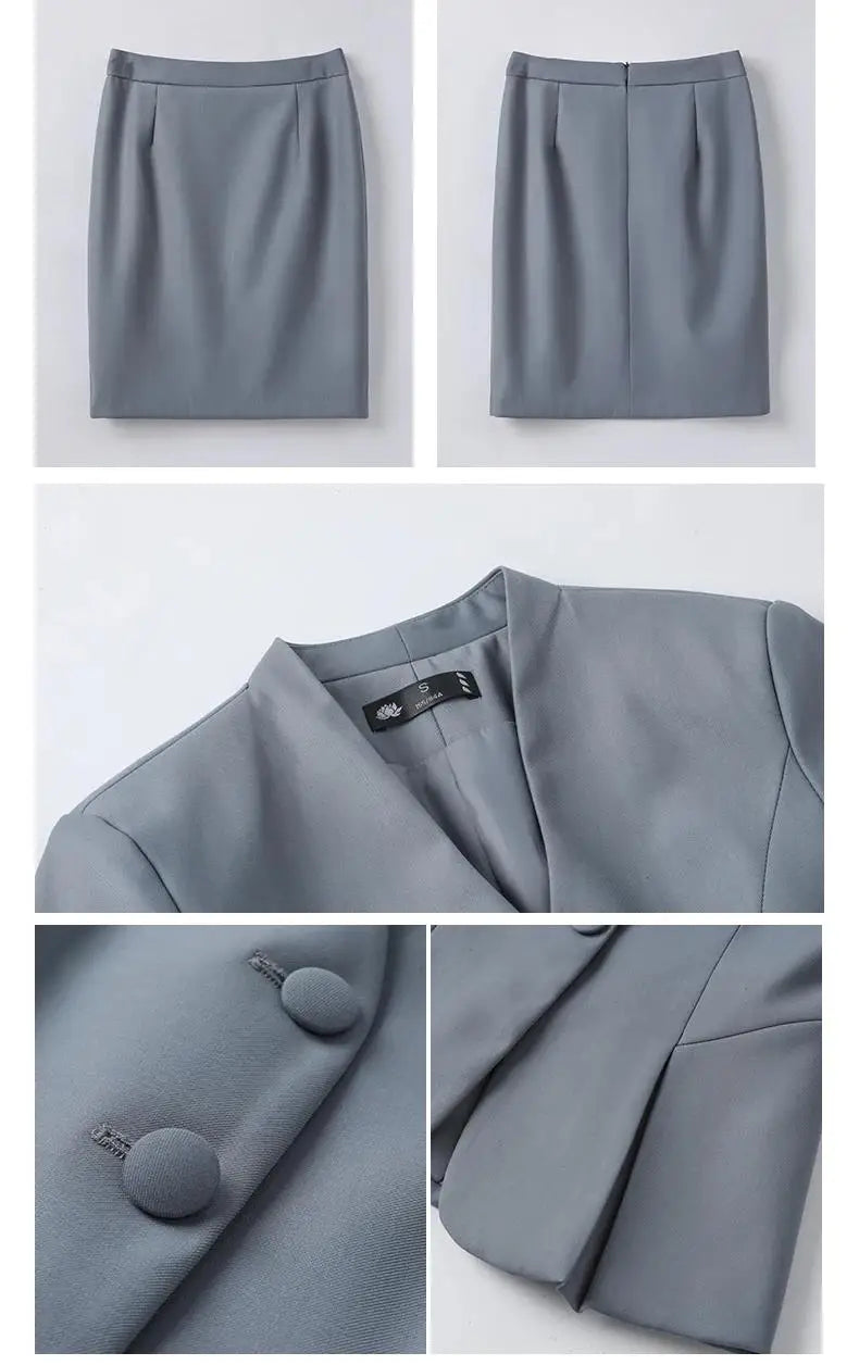 Trajes de falda de negocios para mujer, de primavera, formales, uniformes, blazers femeninos para mujer, conjuntos profesionales para oficina