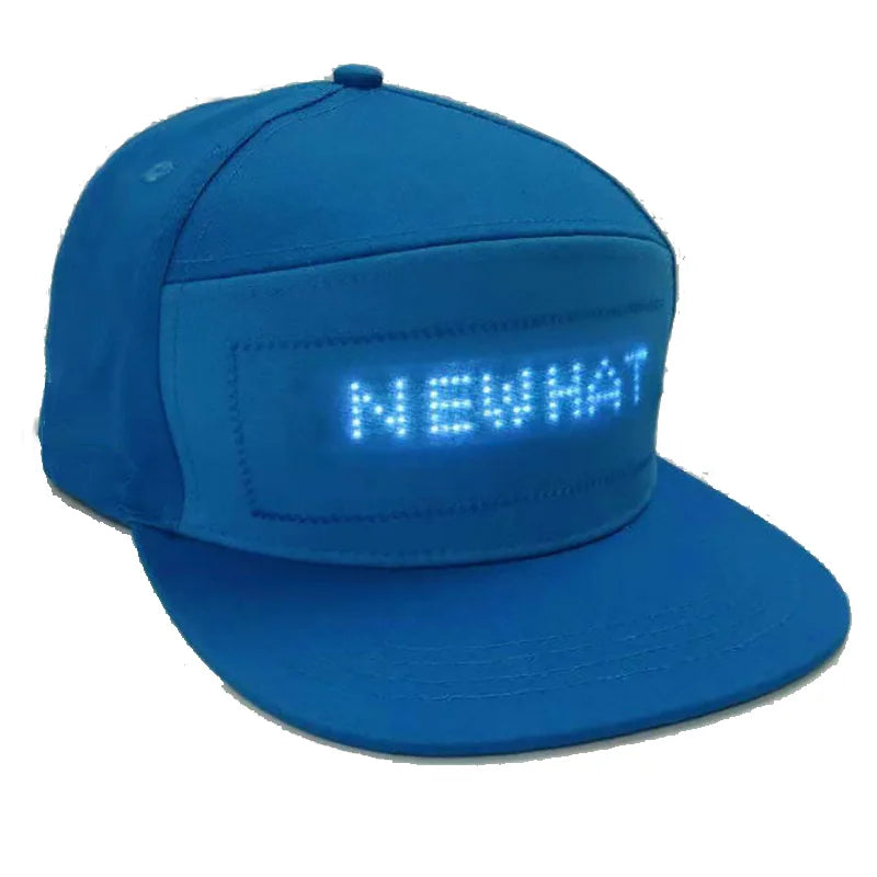 Gorra de béisbol unisex recargable por USB con Bluetooth, aplicación programable, pantalla LED de mensaje desplazable, gorra Snapback de hip hop