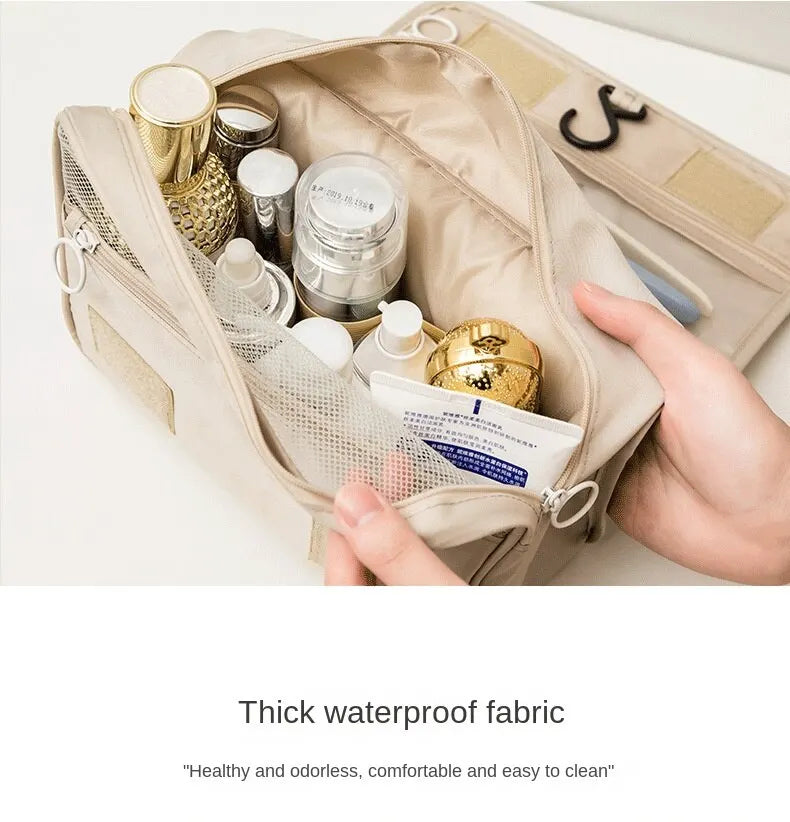 Bolsa de Maquillaje de Viaje, Neceser Organizador de Cosméticos, Impermeable, para Baño, con Gancho, Bolsa de Aseo de Alta Calidad para Mujer