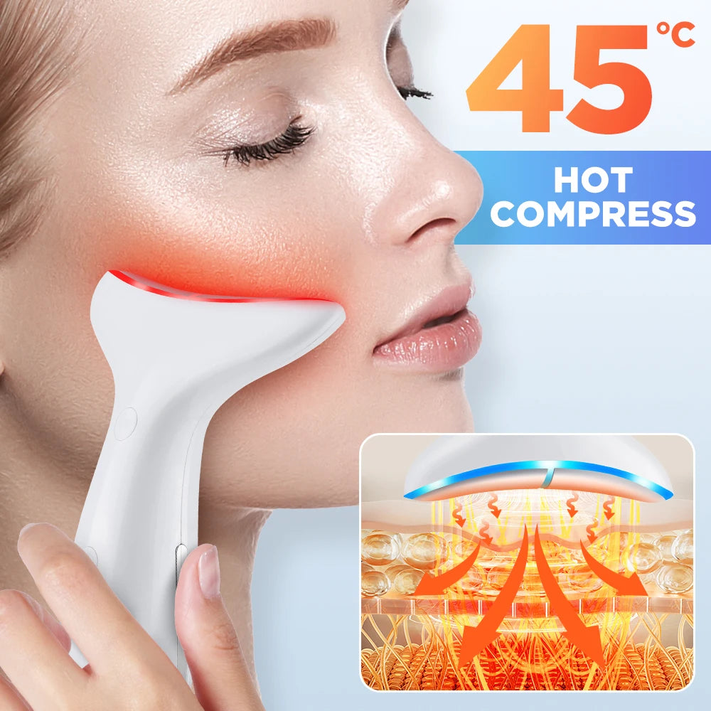 Neck Face Beauty Machine Lifting 3/7 Light Therapy Facial Massager Skin Tightening & Rejuvenation Wrinkle Double Chin Removal