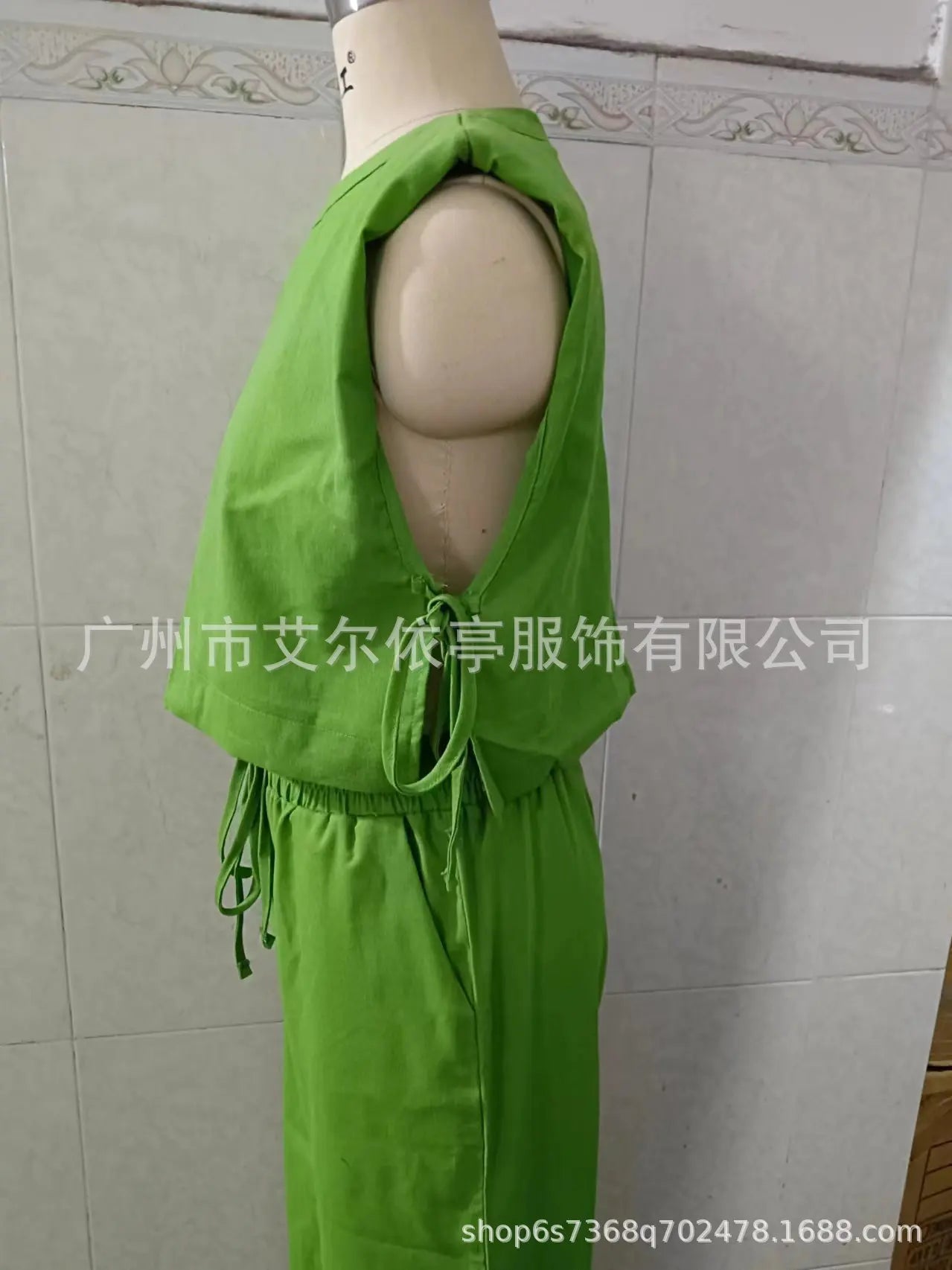 Cotton And Linen Pant Sets Women Sleeveless Leace-up Short Tops Drawstring Long Pants Two Piece Set Commuting 2025 Summer New