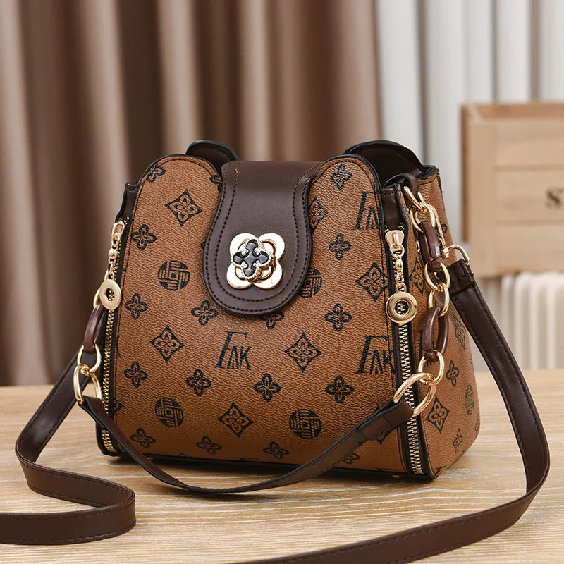 Bolso de hombro nuevo para mujer, bolso de diseñador de lujo para mujer, bolsos de mano de cuero con estampado de monograma, bolso de hombro único