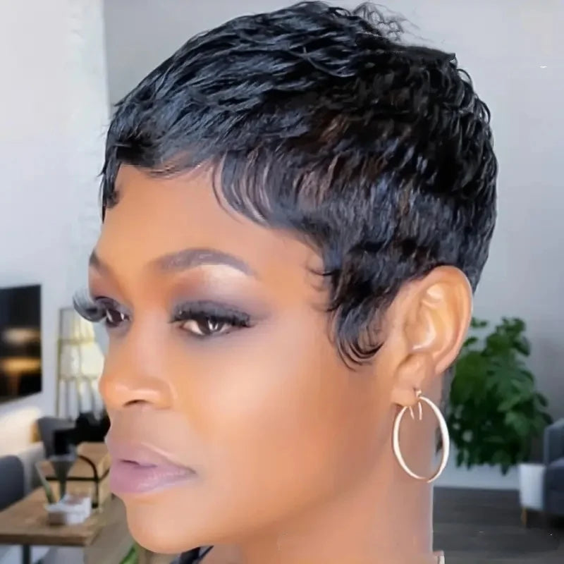Natural Black Pixie Wig