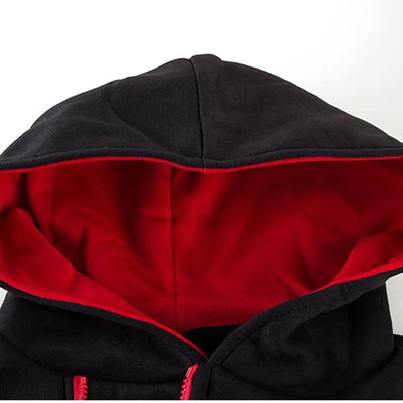 Sudadera con capucha de manga larga para hombre, sudadera con cremallera y capucha, cuello alto, top, chaqueta, abrigo, suéter negro