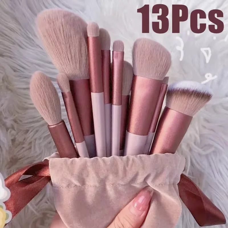 Wholesale 13PCS Makeup Brushes Set Eye Shadow Foundation Women Cosmetic Brush Eyeshadow Blush Beauty Soft Make Up Tools Bag