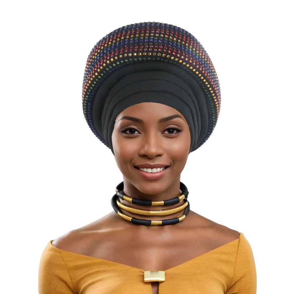 Gele Headtie Already Made African Head Wraps for Women Turban Femme Gelee Nigerian Aso Oke Bonnet Femme Diamonds Headtie 2025