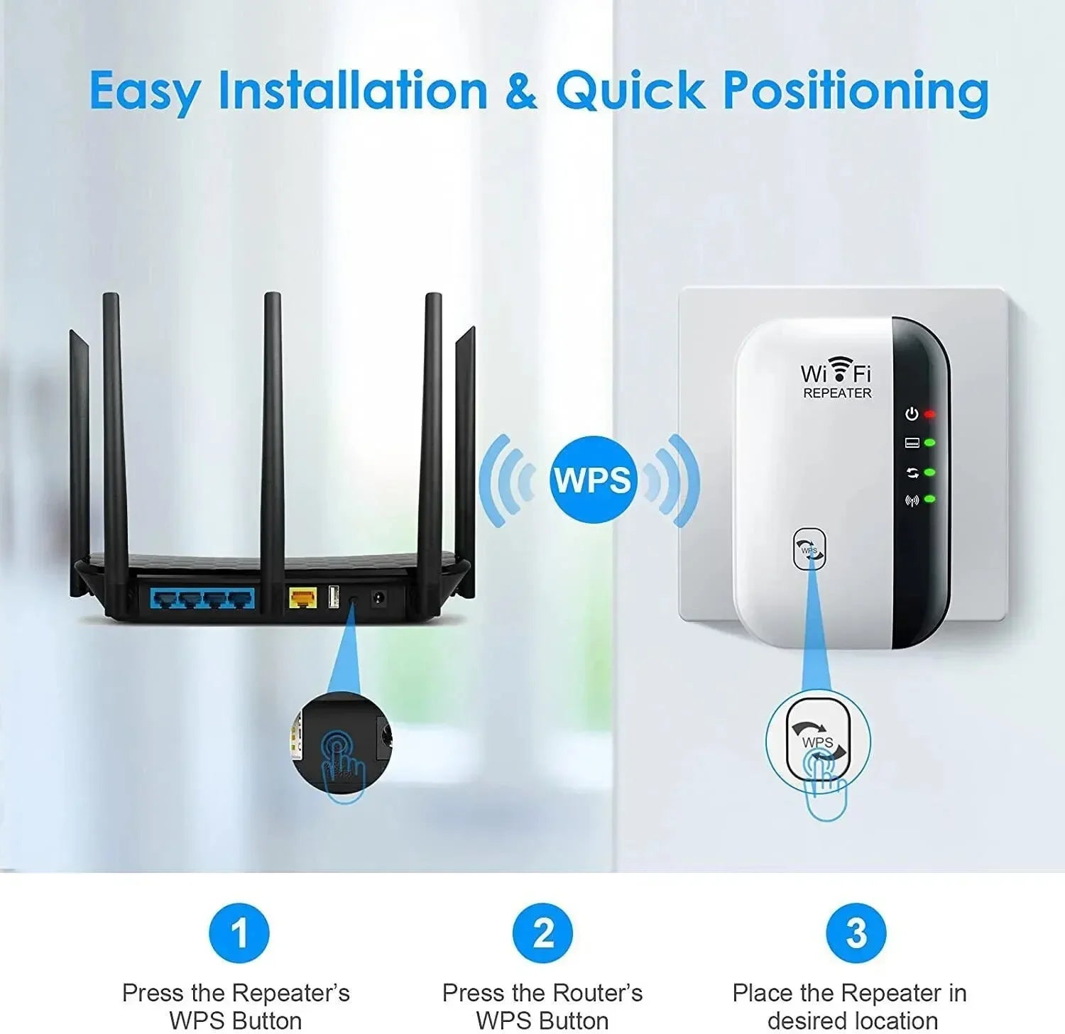 Amplificador de señal inalámbrica Extensor WiFi Repetidor de red Panecillo al vapor Amplificación de señal de router doméstico de banda ancha AP