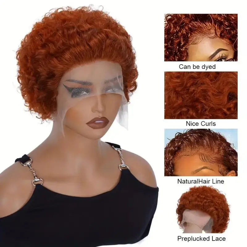 Ginger Curly Pixie Bob Wig