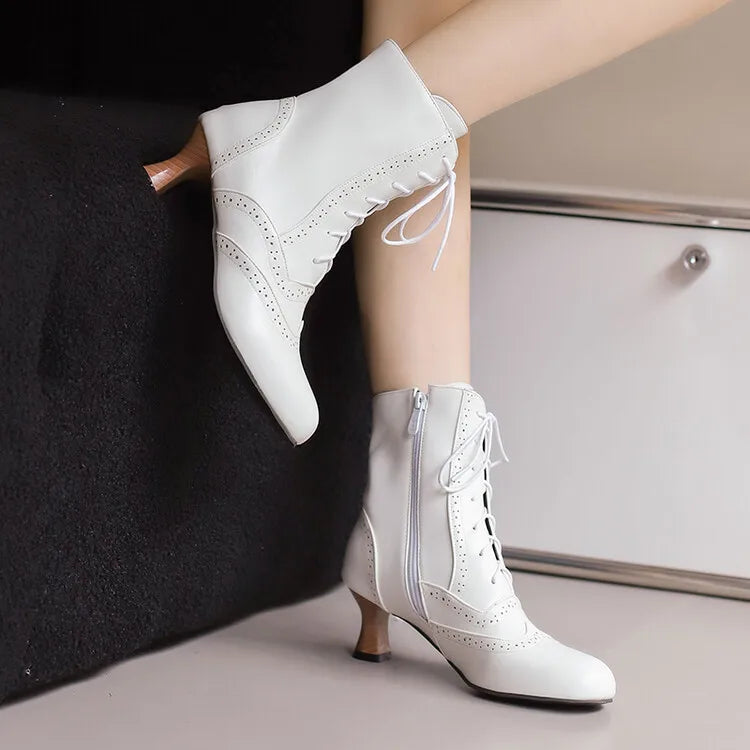 Botines de Moda Nuevos para Mujer Botines Cortos de Cuero de Alta Calidad para Mujer Zapatos Ligeros de Tacón Alto para Mujer Botas de Mujer