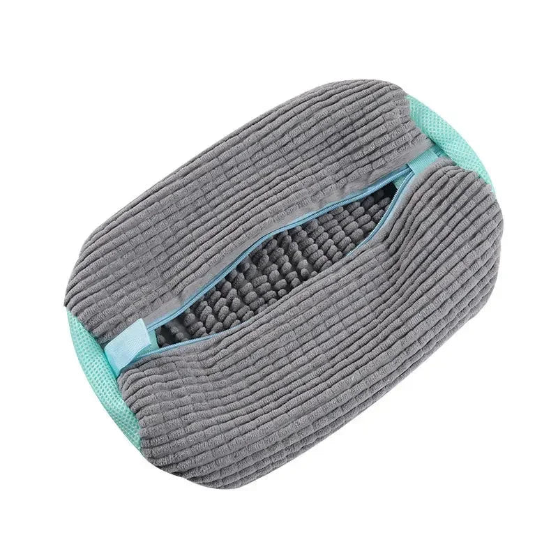 Bolsa de lavado de zapatos de 2/1 unidad, bolsas de lavadora con cremallera para lavar la ropa, bolsas de limpieza de zapatos, fibras esponjosas para lavar zapatillas
