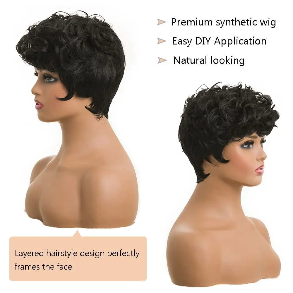 Salt & Pepper Curly Pixie Wig