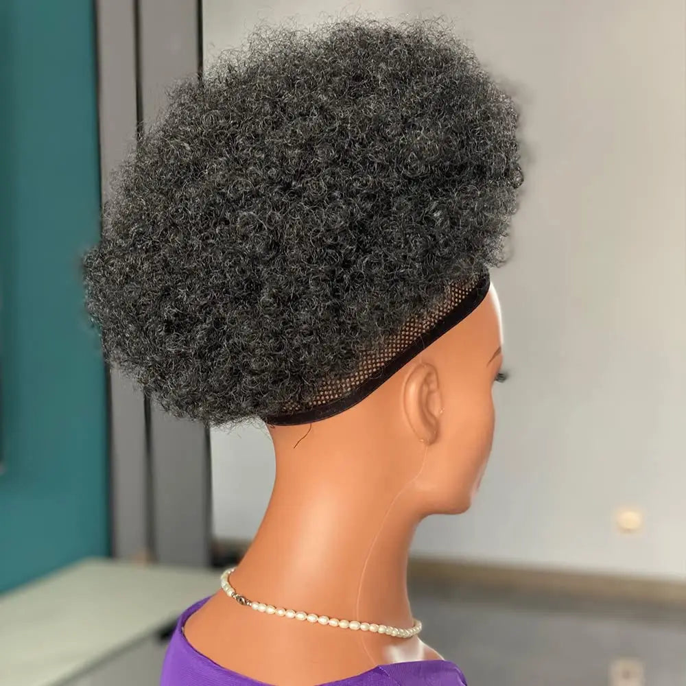 Synthetic 10Inch Big Afro Puff Drawstring Ponytail Extensions for Black Women 4b Kinky Curly Hair Bun Ponytail Wigs Daily Use