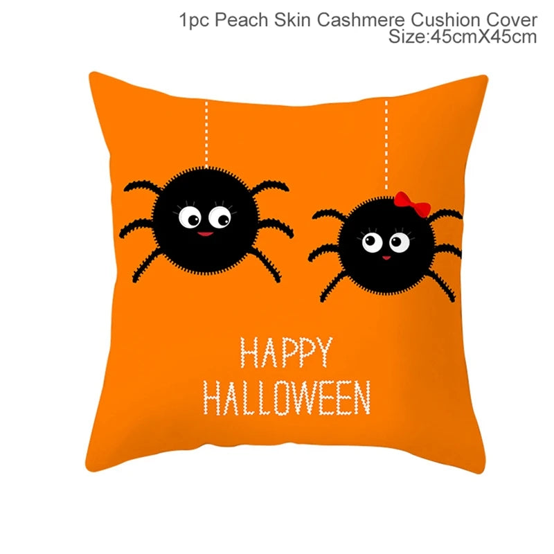 Funda de cojín de lino de Halloween, funda de almohada con temática de truco o trato, funda de almohada de calabaza y fantasma de dibujos animados, decoración para fiesta de Halloween 2025