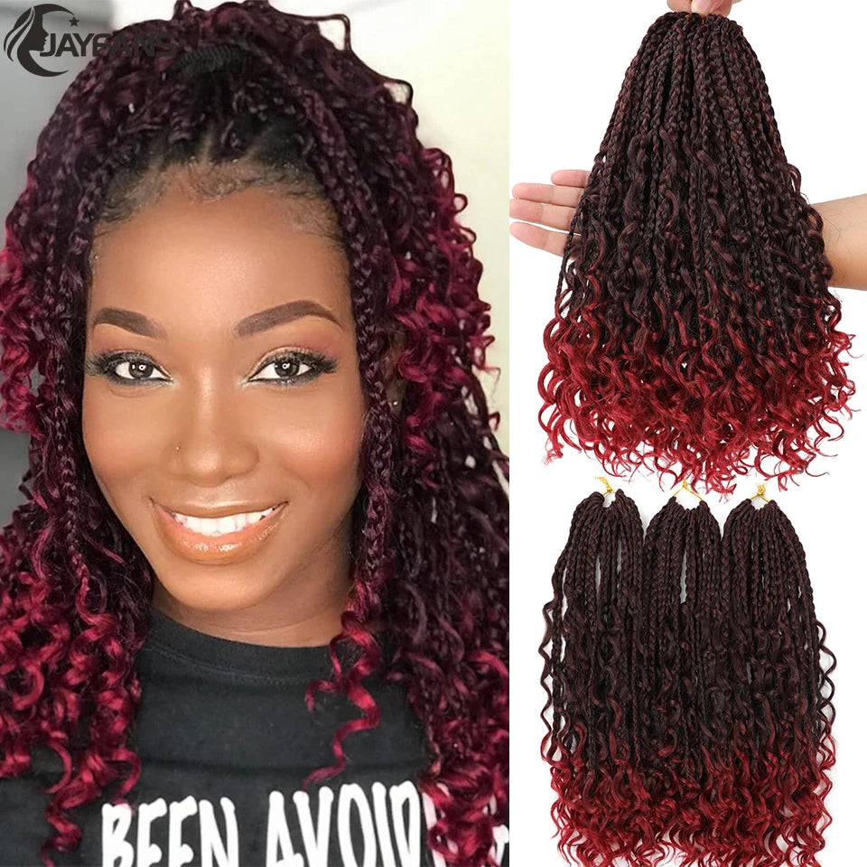 Goddess Box Braids Bob – Bohemian Style with Vibrant Ombre Colors