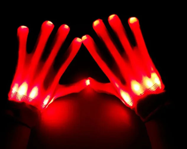 Guantes LED Neon Guantes Brillantes Fiesta de Halloween Accesorios de Luz Guantes Luminosos Parpadeantes de Calavera Suministros para Disfraces de Escenario