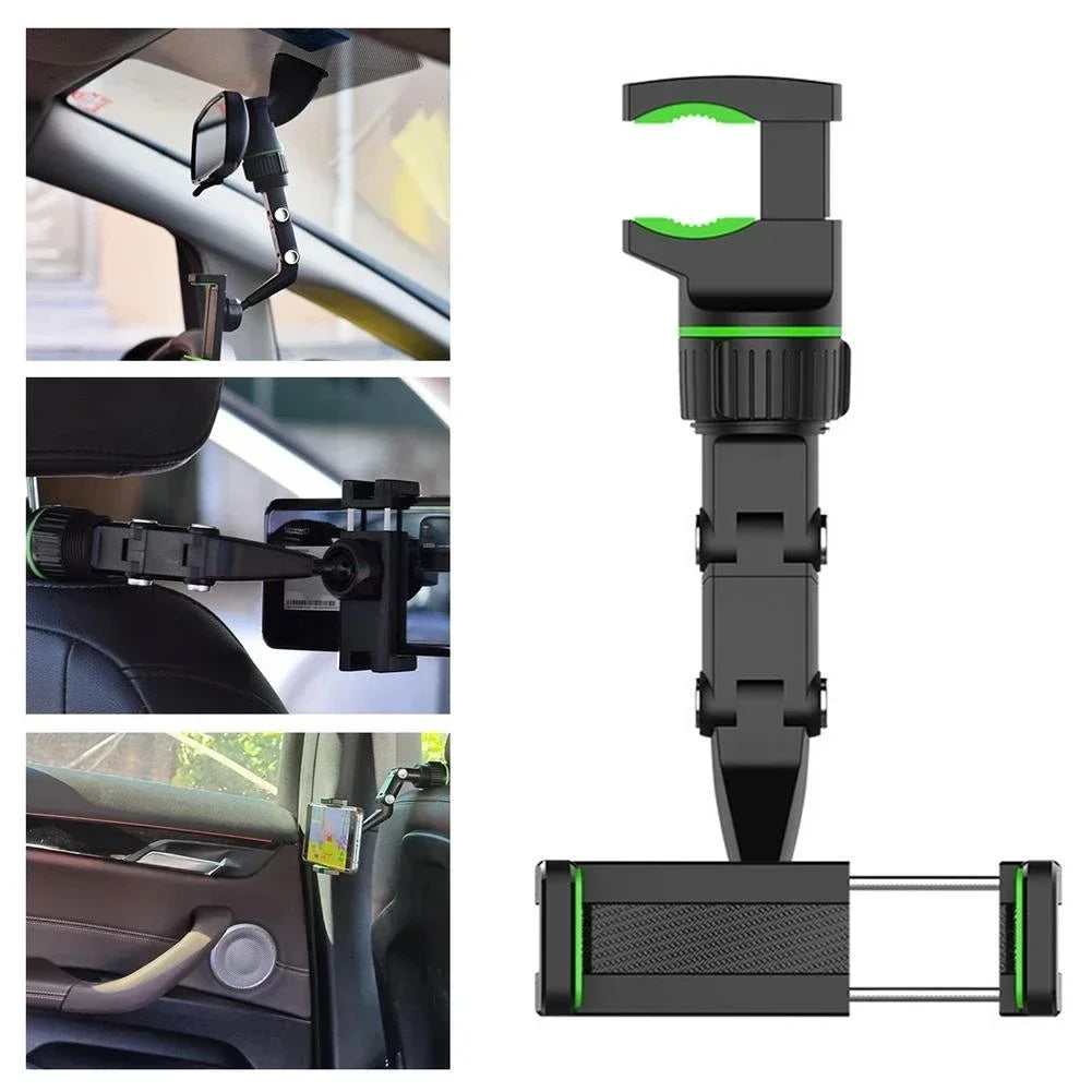Soporte de Teléfono para Coche en Espejo Retrovisor, Soporte de Teléfono Giratorio 360°, Soporte de GPS Universal para Coche para Todos los Smartphones