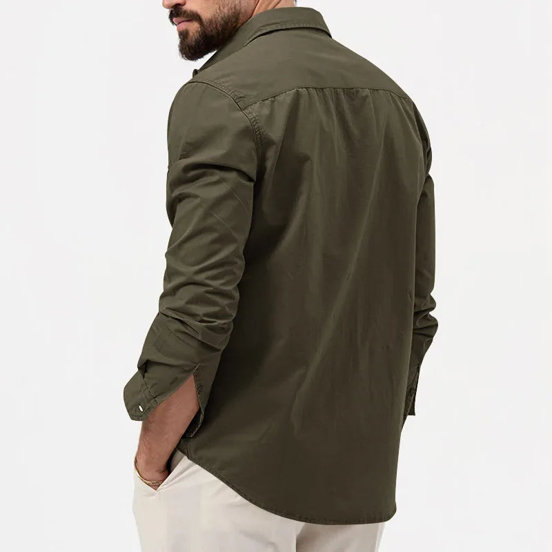 Men Shirt Mens Business Casual Shirts New Arrival Men Famous Brand Clothing Army Green Long Sleeve Camisa Masculina
