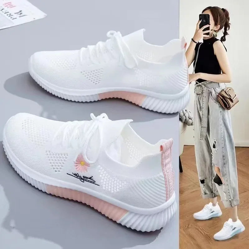 Tenis Feminino Summer Women's Vulcanize Shoes Hot Sale Air Mesh Versatile Hollow Breathable Gym Sports Shoes Casual Shoes