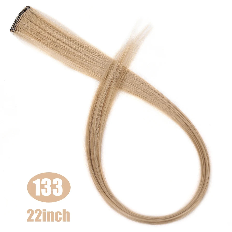 Extension capillaire synthétique Lupu, mèches arc-en-ciel, une seule pièce, épingle à cheveux, cheveux longs et raides, pour faux cheveux