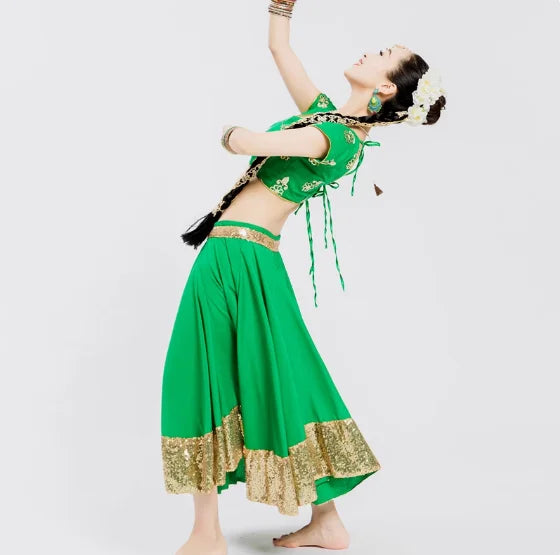 Danza india Mujer Phnom Penh Falda corta a media pierna para actuación
