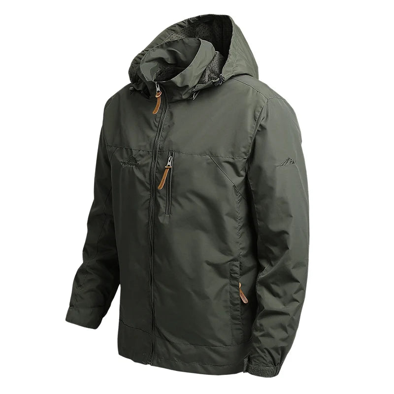 Chaqueta de invierno a la moda con capucha, chaqueta de camping y senderismo, chaqueta informal impermeable para hombre, cortavientos, ropa de abrigo para hombre