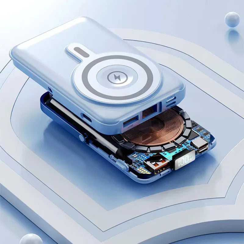 Trådløs magnetisk powerbank 22,5 W superrask lading 10000 mAh egnet for klokker, mobile powerbanker, lett og tynn