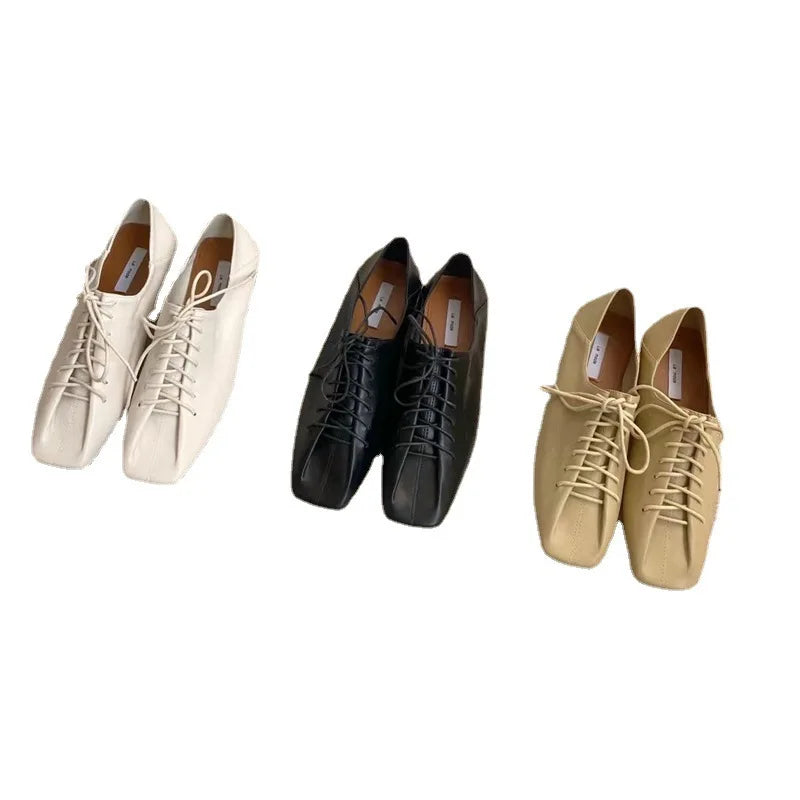Zapatillas de mujer Zapatos de verano Zapatos de mujer Nuevos casuales Rosas PU Con cordones Bajo Goma Básico Atado en cruz Ocio Primavera Cuadrado