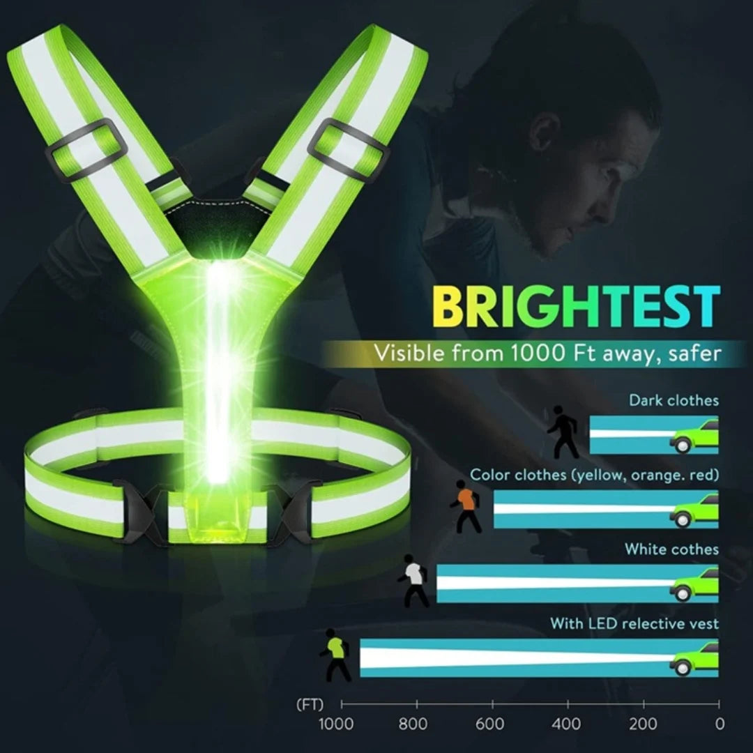 LED-reflekterende tanktopp for nattløping, høy elastisk utendørs sportsklær, sykkel- og løpeutstyr