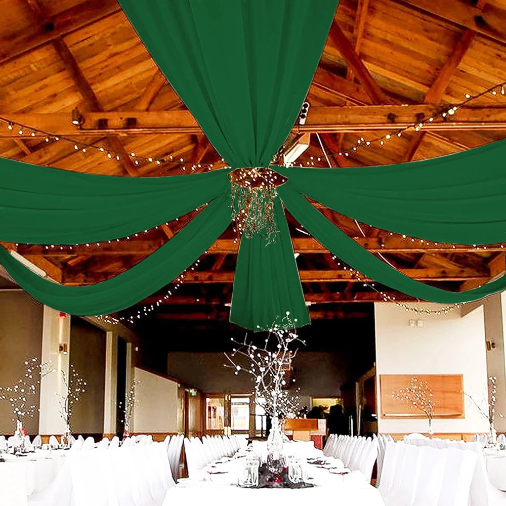 Bryllupsgardiner Takdekorasjon Chiffon Gjennomsiktig Gardin til Bryllupsmottak Bursdagsfest Buegardiner Telt Soverom Bakteppe