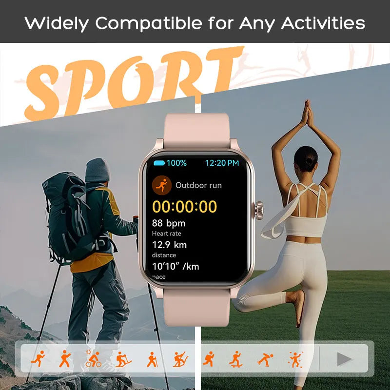 Smartwatch para mujer, rastreador de actividad física, podómetro, monitor de sueño, compatible con teléfonos Android e iOS, oro rosa.