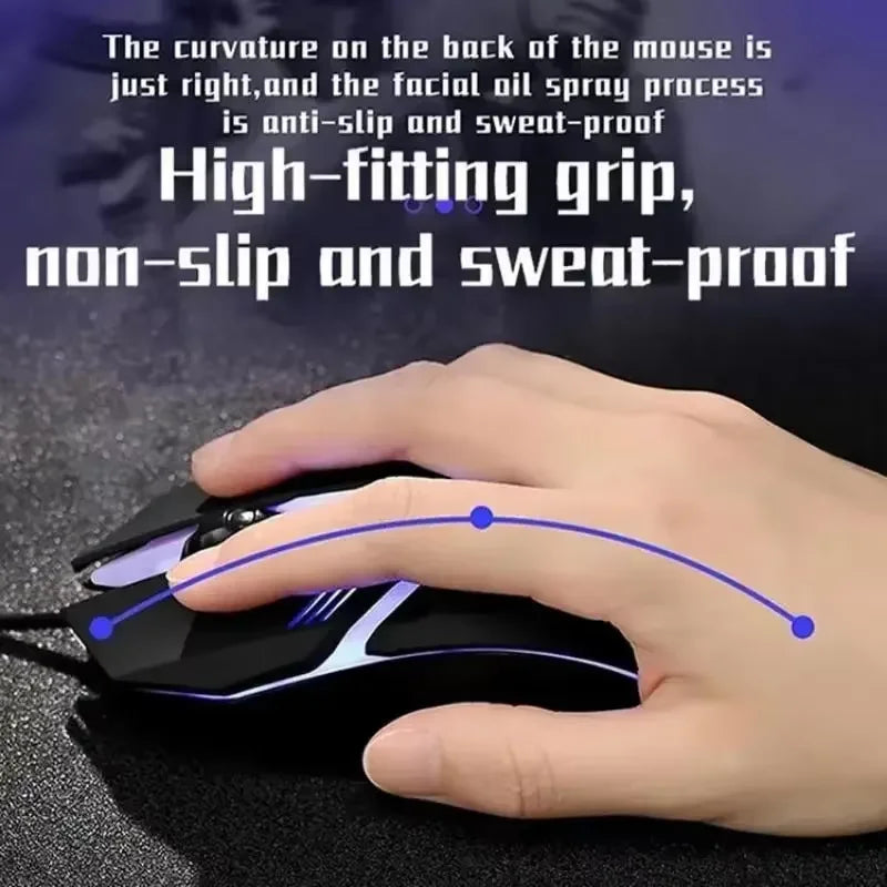 USB Wired Gaming Mouse LED Luminous Backlit Mouse 3D Ergonomic Adjustable Optical Mice for PC Gamer Computer Desktop