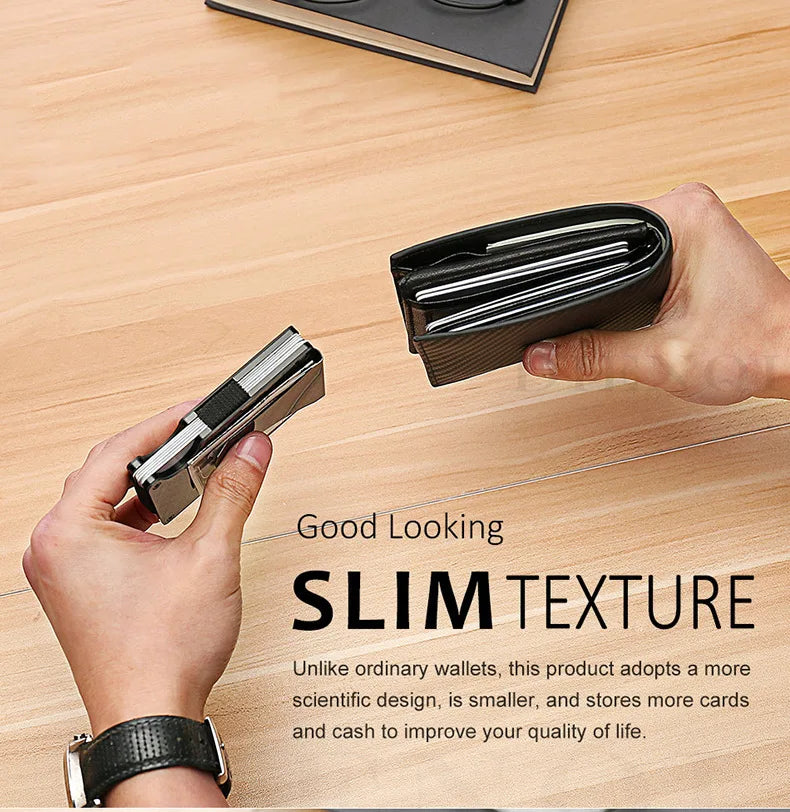 Cartera Delgada Para Hombre - Cartera Minimalista para Hombre con Bloqueo RFID para Bolsillo Delantero - Cartera Metálica con Clip para Billetes para Hombre