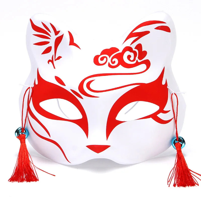 Máscara de conejo de estilo japonés, máscaras de media cara, zorros, conejo, accesorios de cosplay, máscaras de fiesta de disfraces de Halloween, máscara de anime para mujeres y hombres