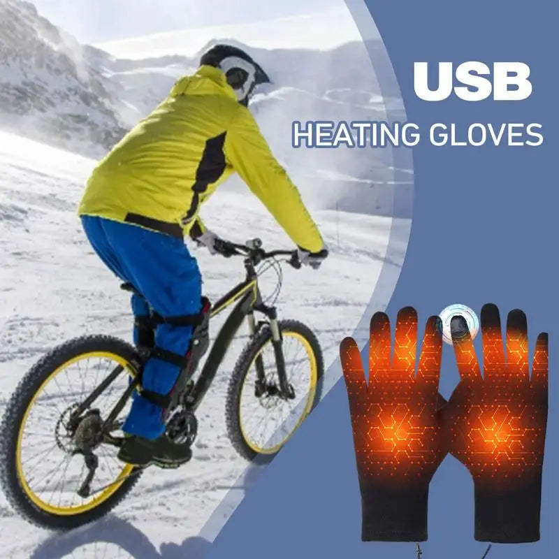 Heated Gloves for Men Women Unisex USB Electric Heating Warm Gloves Screen Touch Design Thermal Gloves for Skiing Cycling
