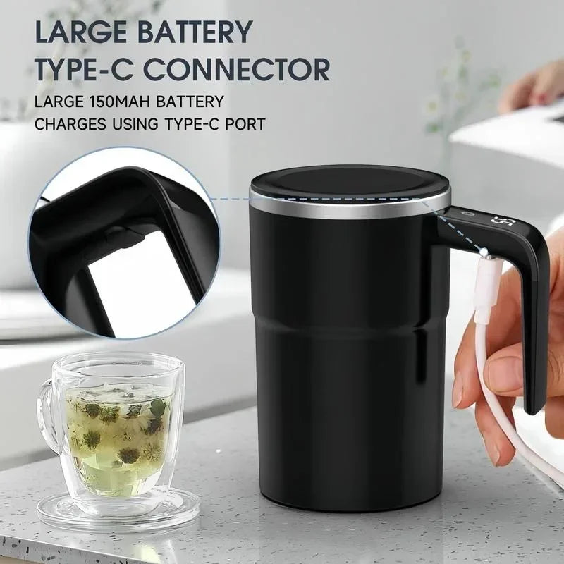 Mini tasse à café électrique auto-mélangante de 380 ml, étanche IP67, compatible avec les aliments, rechargeable par USB, magnétique et automatique pour le thé