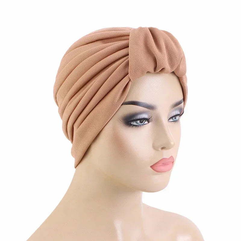 Sombrero turbante indio nuevo con nudo y lazo para mujer, hijab musulmán, pañuelo africano para la cabeza, gorro, gorro para pérdida de cabello, gorro de quimioterapia, pañuelos para la cabeza